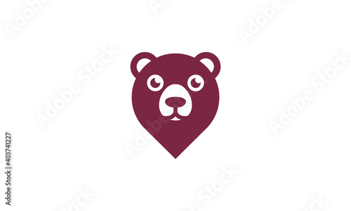 Creative Vector Illustration Logo Design. Bear Head Location Concept.