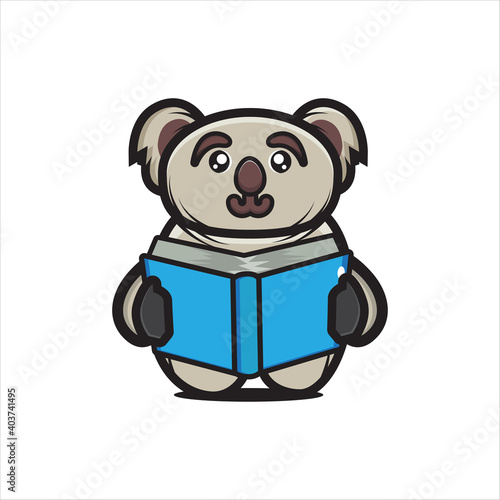 Canvas Print Koala mascot illustration design read a book