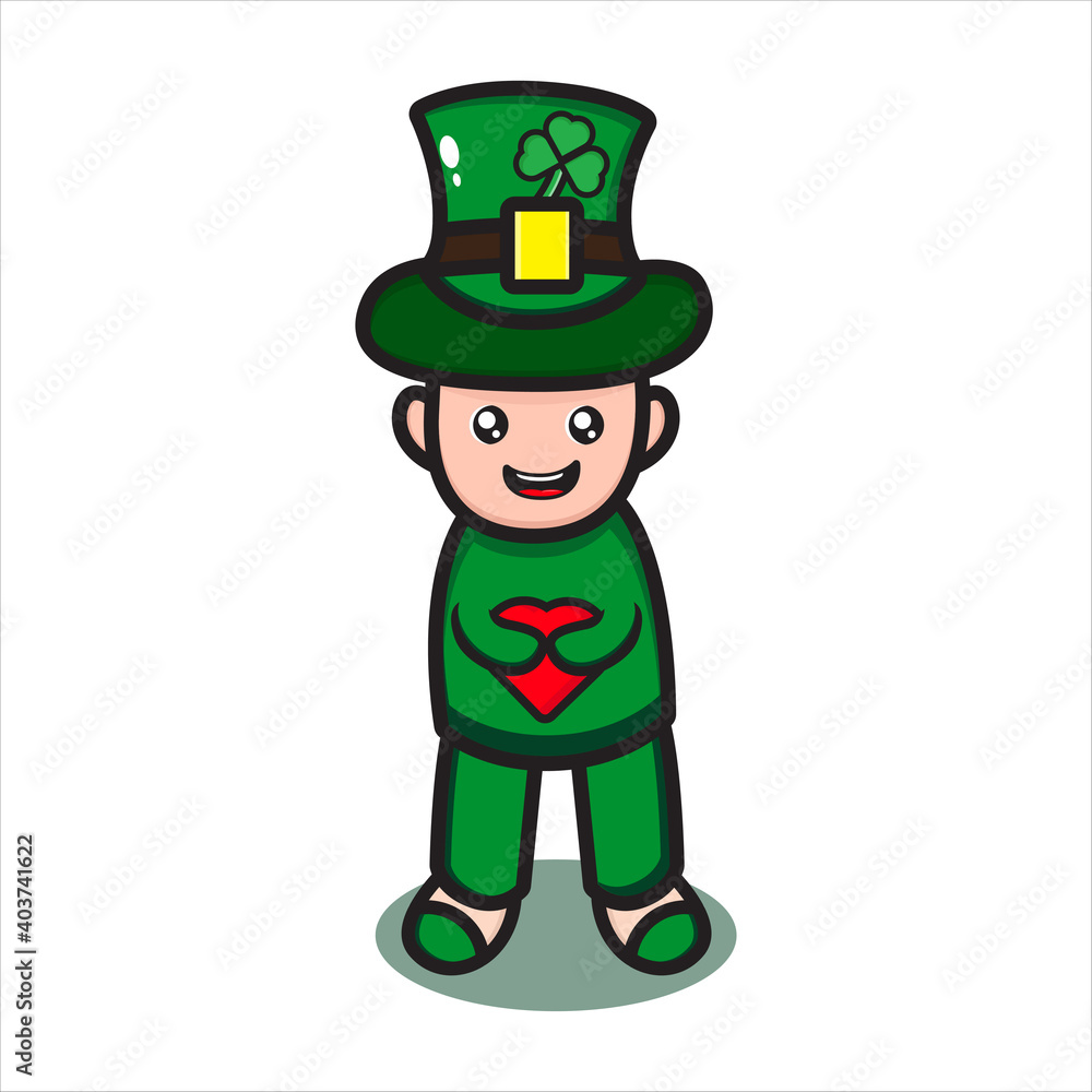 cute saint patrick vector character with love on white background eps 10