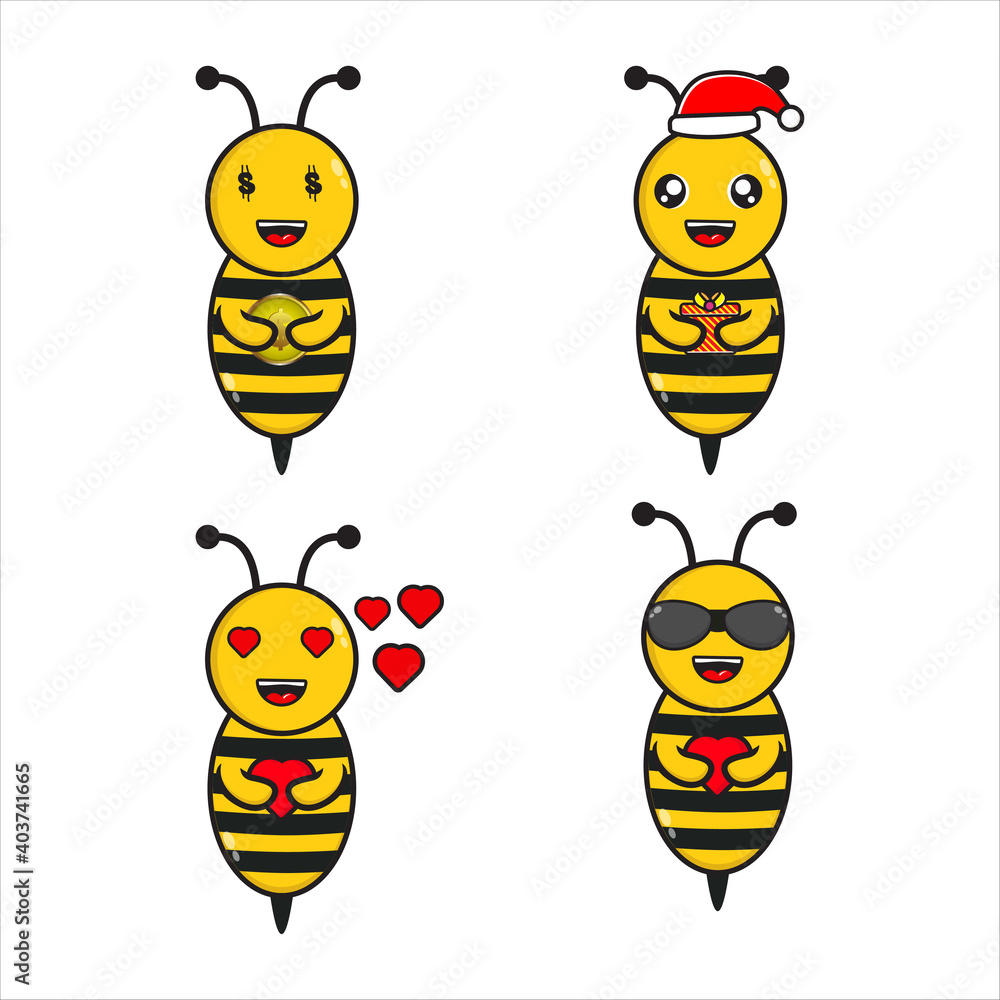 cute bee mascot collection designs vector eps 10 cute bee mascot collection designs vector eps 10