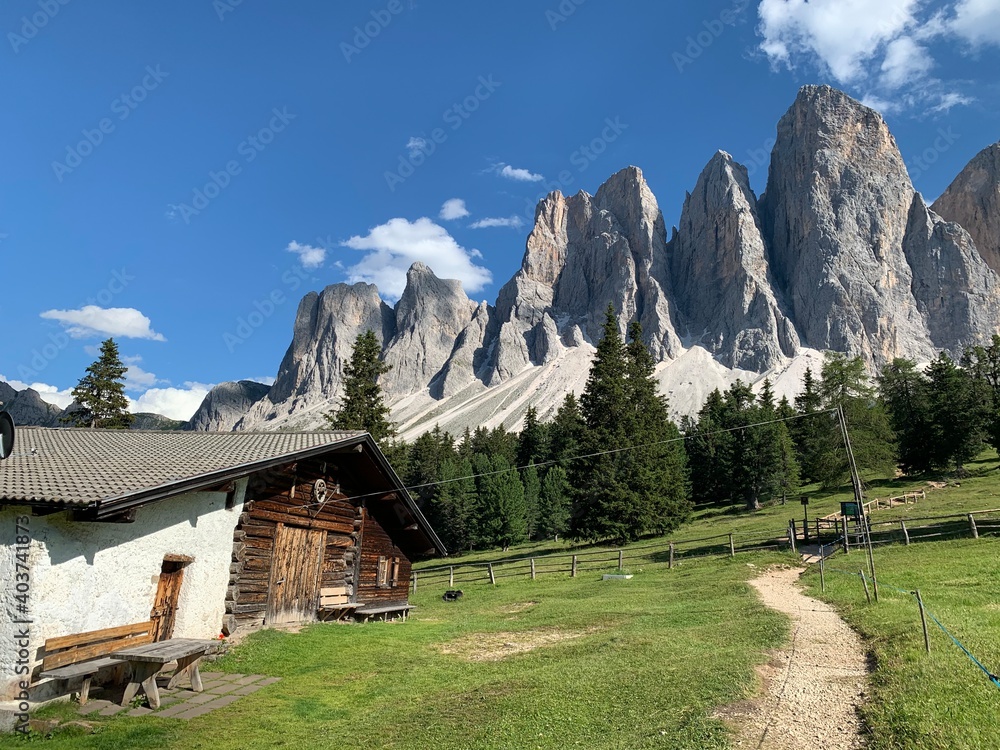 landscape of the mountains Geislergruppe in the alps, southtyrol, italy