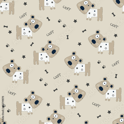 Cute little dogs seamless pattern