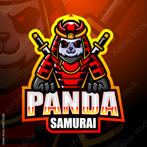 Samurai panda mascot esport logo design