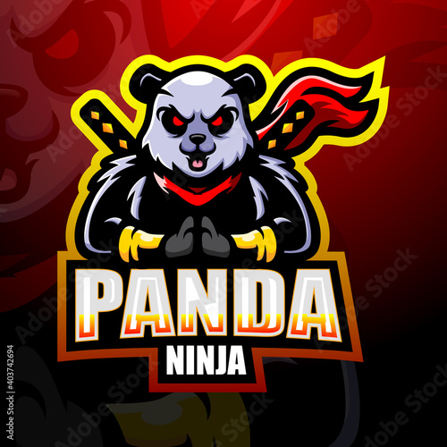 Ninja panda mascot esport logo design