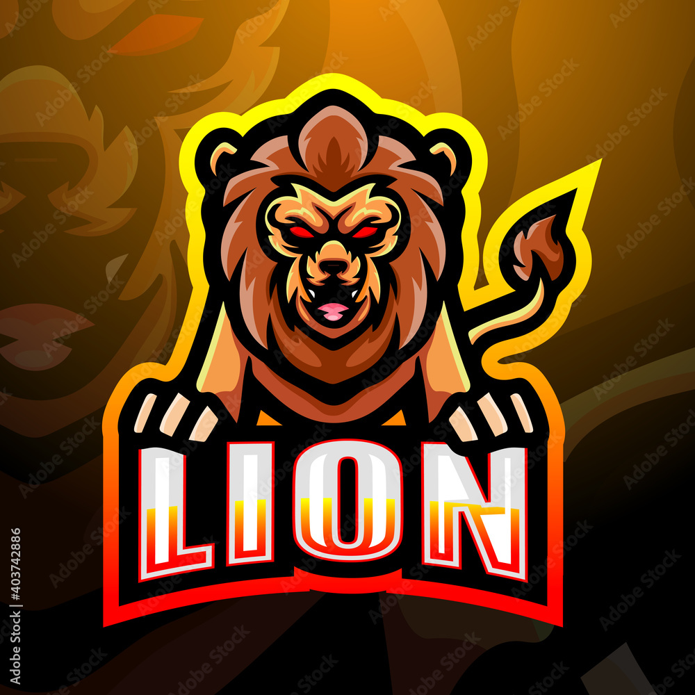 Lion mascot esport logo design Lion mascot esport logo design