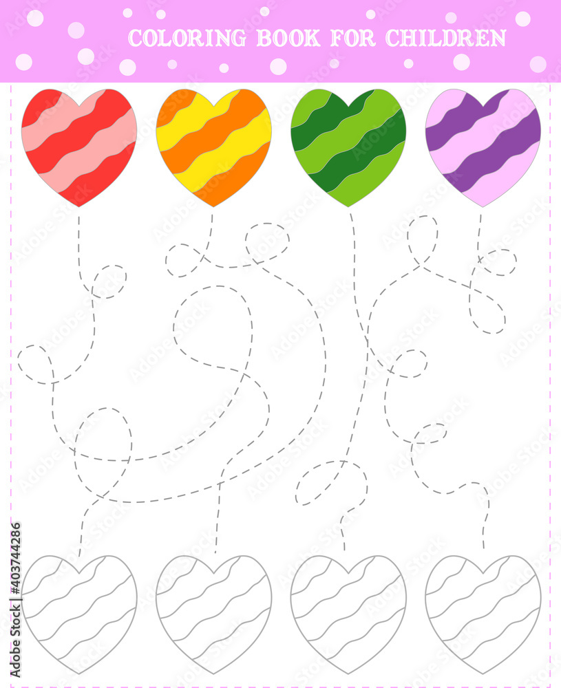  Logic game for children. Go through the maze and color the heart