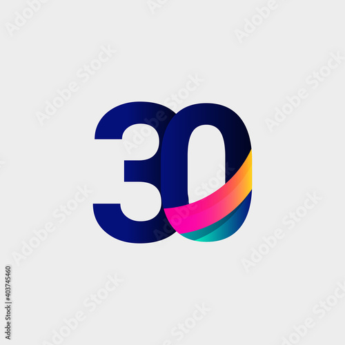 30 Years Anniversary Celebration Number Vector Template Design Illustration