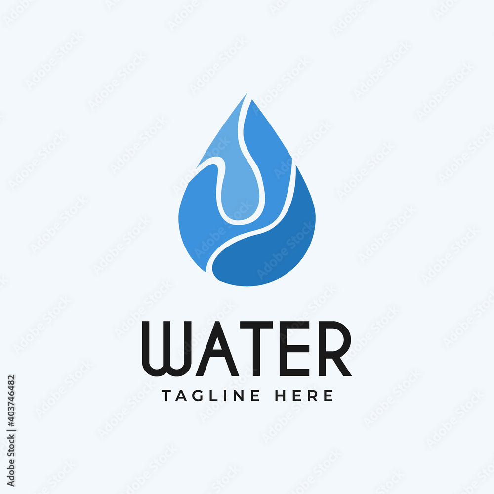 Logo vector design for mineral water business with water drop icon illustration in flat color Logo vector design for mineral water business with water drop icon illustration in flat color