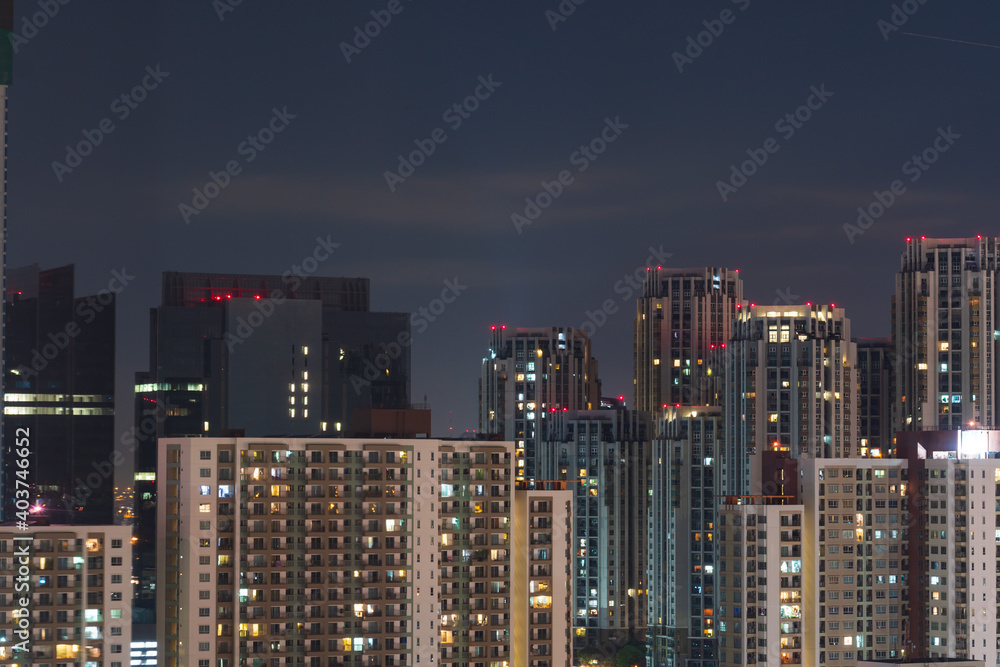 Cityscape of residential building in the night