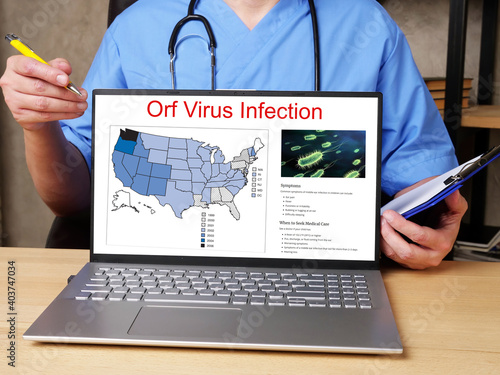 Health care concept meaning Orf Virus Infection with sign on the piece of paper.