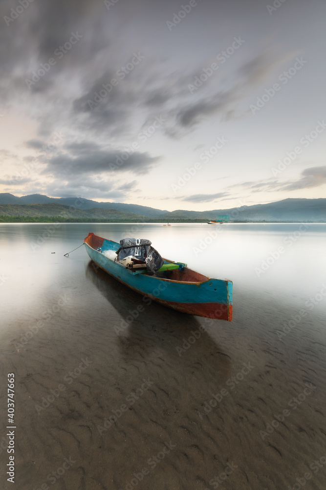 Beautiful gray sky at dusk at Kadelang beach Beautiful gray sky at dusk at Kadelang beach
