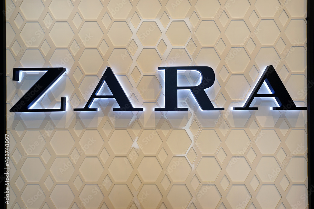 ZARA fashion store sign in Taipei 101 shopping mall. Zara is a Galician  fast fashion clothing and accessories retailer based in Spain. TAIPEI,  TAIWAN - JUNE 26, 2018. Stock Photo | Adobe Stock