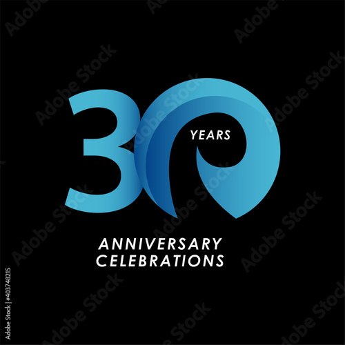 30 Years Anniversary Celebration Number Vector Template Design Illustration