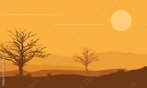 Afternoon atmosphere with beautiful desert views. Vector illustration