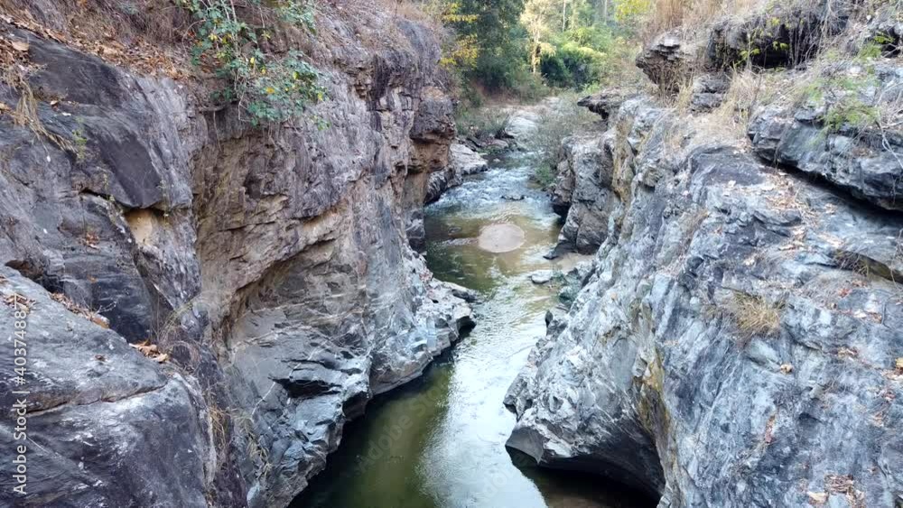 top view a Small river in rock Mountain.River in Tropical Forest. Eco Tourism and Traveling. motion time lapse from low to hight view.Ob Khan National Park,Chiangmai Thailand top view a Small river in rock Mountain.River in Tropical Forest. Eco Tourism and Traveling. motion time lapse from low to hight view.Ob Khan National Park,Chiangmai Thailand