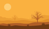 Beautiful views of trees and mountains in the desert. Vector illustration