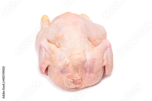 Raw chicken isolated on white background.