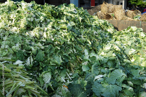 фотографія Close up vegetable waste at the Taipei wholesale market
