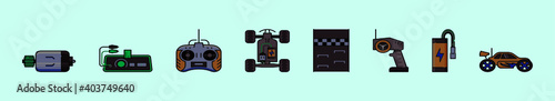set of car toys cartoon icon design template with various models. vector illustration isolated on blue background