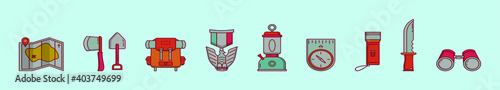 set of boy scout cartoon icon design template with various models. vector illustration isolated on blue background