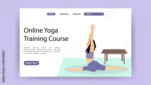 Landing page design for yoga training course