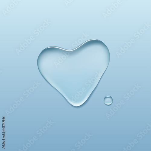 Heart shaped water drop, valentines Day symbol