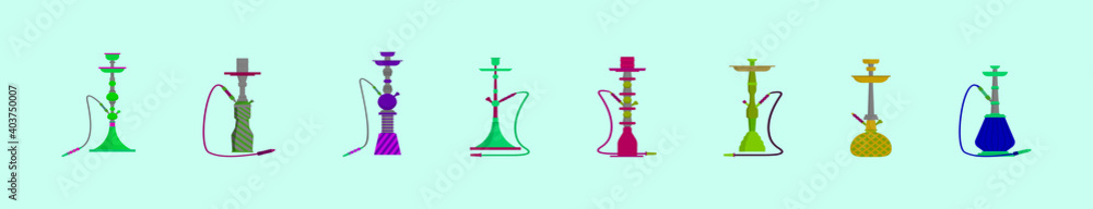 set of nargile cartoon icon design template with various models. vector illustration isolated on blue background set of nargile cartoon icon design template with various models. vector illustration isolated on blue background