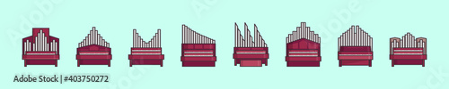 set of pipe organ cartoon icon design template with various models. vector illustration isolated on blue background