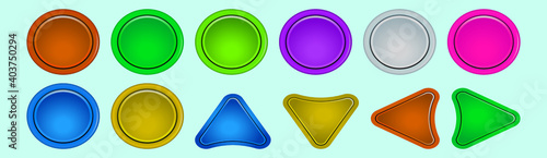 set of arcade button cartoon icon design templates with various models. vector illustration isolated on blue background