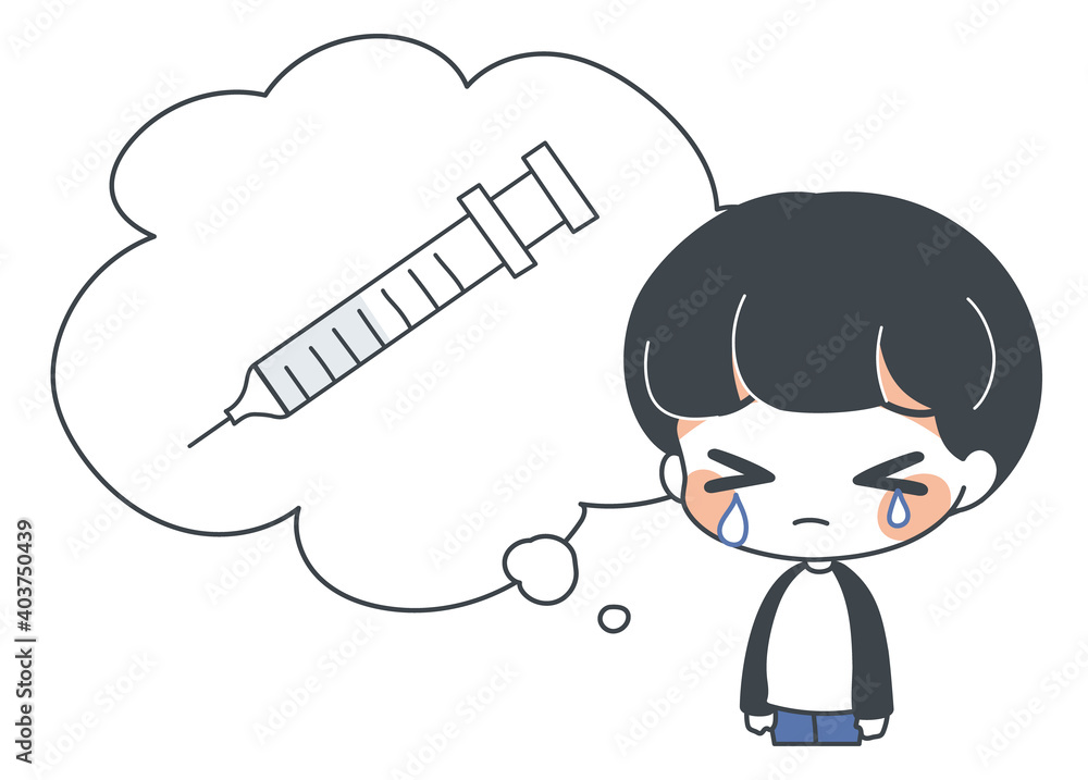 注射器を想像して泣く子のイラストstock Vector Adobe Stock