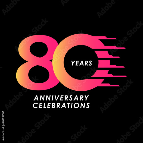 80 Years Anniversary Celebration Number Vector Template Design Illustration