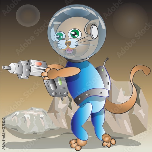 Space Trooper Cat Cartoon Character