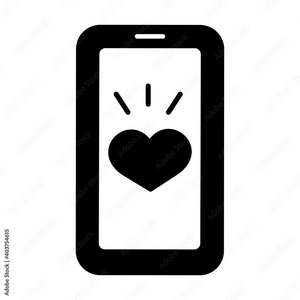 ハートマークが表示されているスマートフォンのアイコンイラスト ハートマークが表示されているスマートフォンのアイコンイラスト