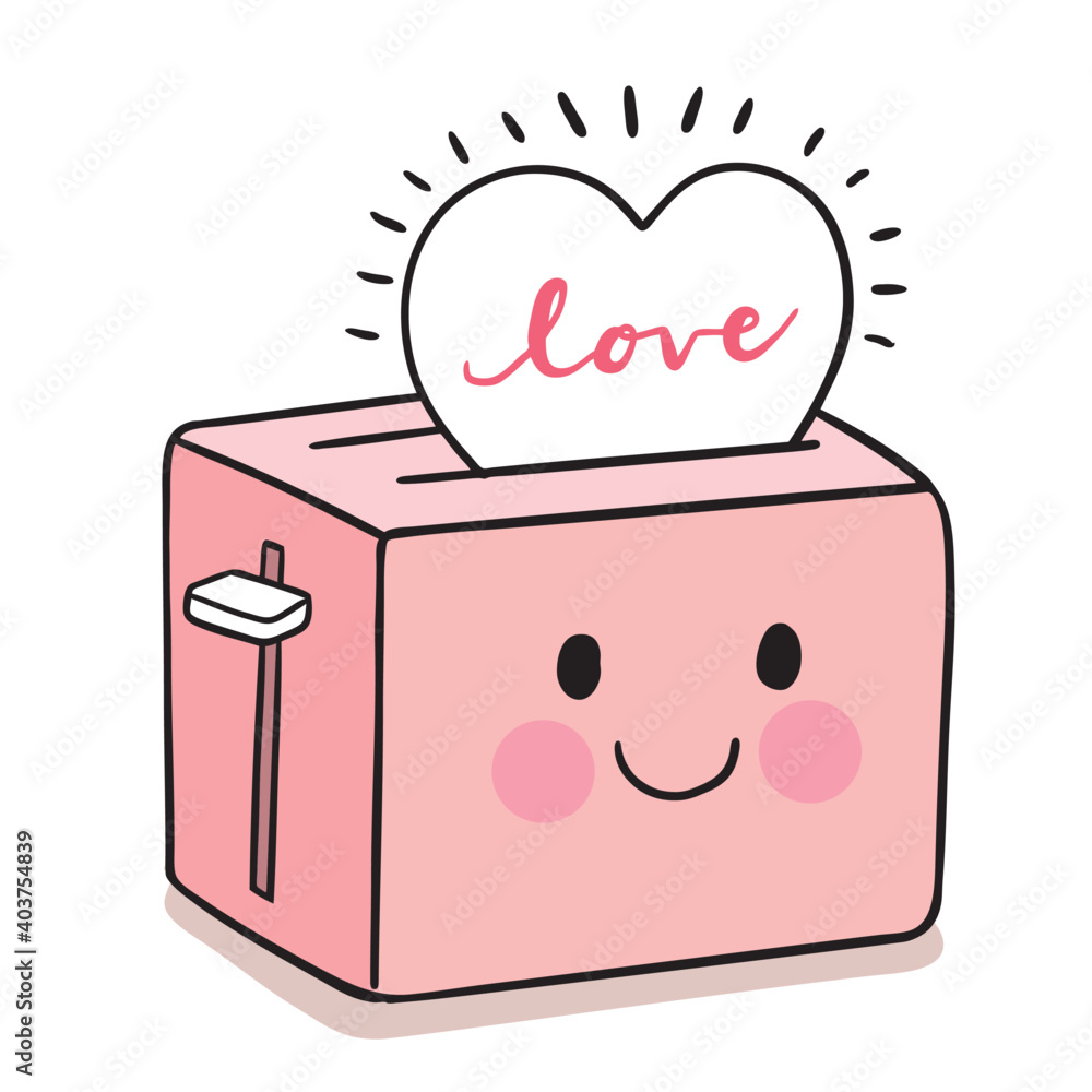 Hand draw cartoon cute Valentine day, Bread toaster and heart vector. Stock-vektor