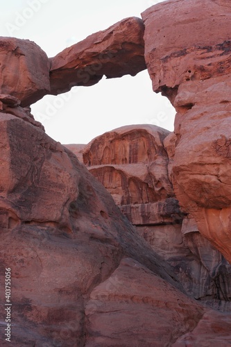 stone arch in the mountains in the Wadi Ram desert, Jordan