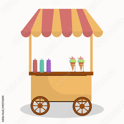 ice cream cart on white background