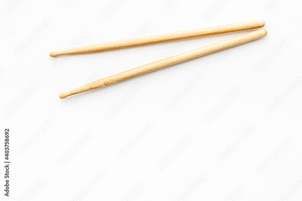 Drum sticks isotated on white background, top view Drum sticks isotated on white background, top view