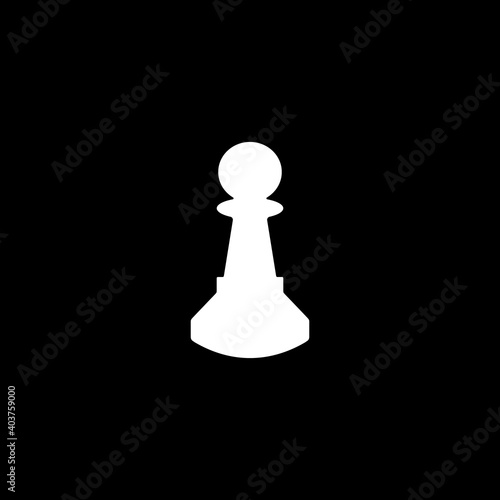 Chess pawn piece vector isolated flat illustration. Chess pawn piece icon white on black