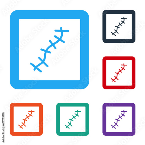 White Scar with suture icon isolated on white background. Set icons in color square buttons. Vector.