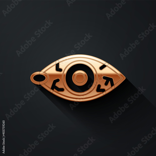 Gold Reddish eye due to viral, bacterial or allergic conjunctivitis icon isolated on black background. Long shadow style. Vector.