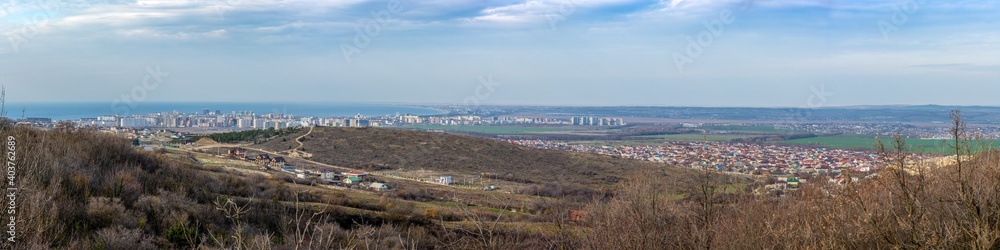 Panorama from the mountain to the Anapa and the Black Sea