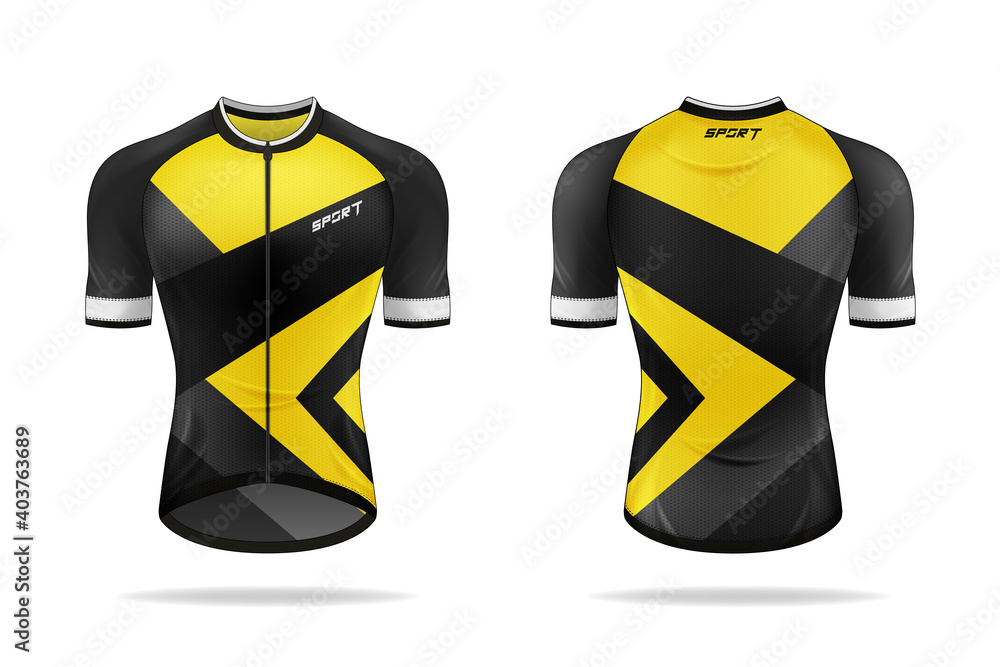 Specification Cycling Jersey Shirt Mockup isolated on white background ,  Blank space on the shirt for the