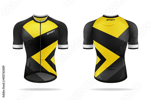 Specification Cycling Jersey Shirt Mockup  isolated on white background , Blank space on the shirt for the design and placing elements or text on the shirt , blank for printing , vector illustration