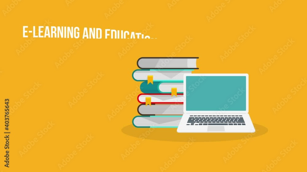 E-learning, online education at home. Concept of webinar, business online training, education on computer or e-learning concept. HD animation. E-learning, online education at home. Concept of webinar, business online training, education on computer or e-learning concept. HD animation.