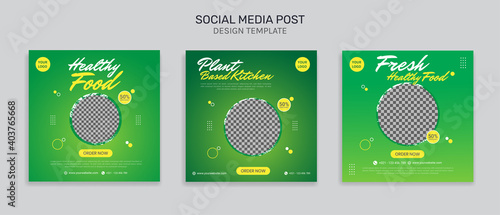 social media instagram post template for healthy food promotion simple banner frame