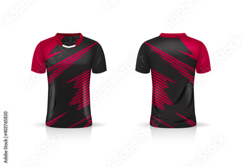 Specification Soccer Sport , Esport Gaming T Shirt Jersey template. mock up uniform . Vector Illustration design