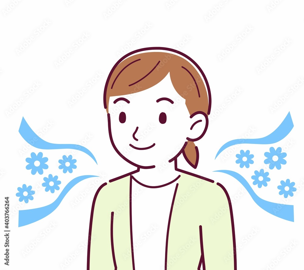 Young woman in a cardigan_smell