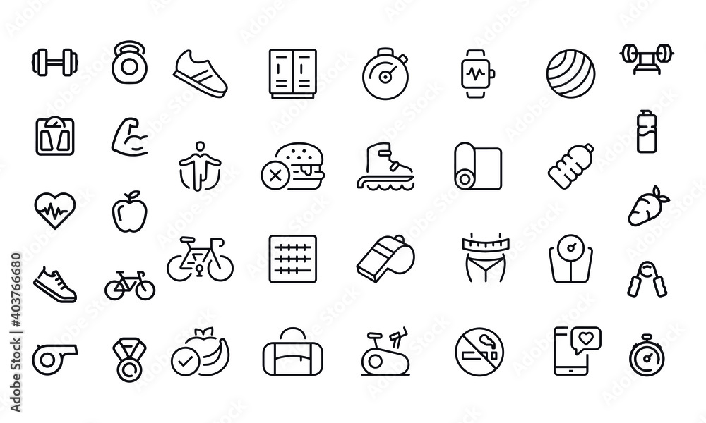 Sport and Fitness Icons Set Sport and Fitness Icons Set