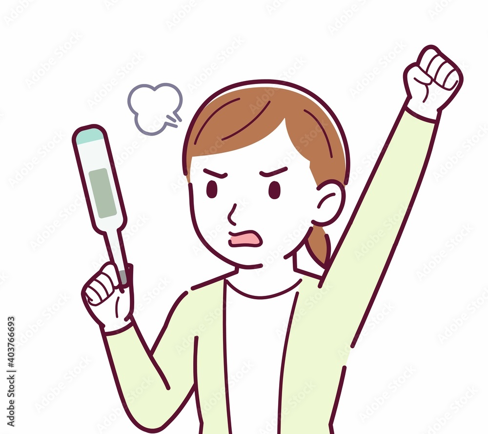 Young woman in a cardigan_Thermometer Young woman in a cardigan_Thermometer