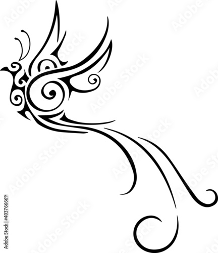 Phoenix Fairy Bird Elegant Tattoo Design